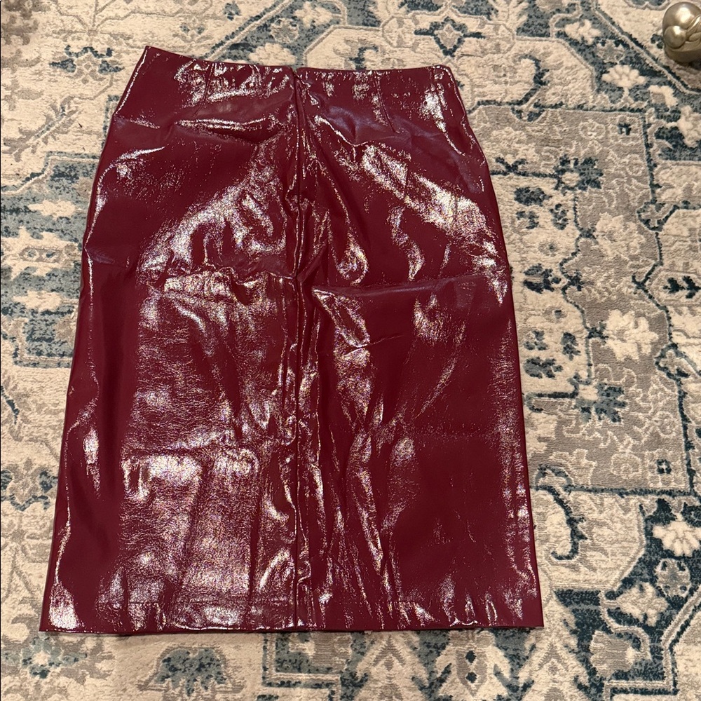 GAP Patent Leather Maroon Pencil Skirt - Picture 2 of 3